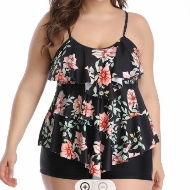 Shorts - タンキニ女性用ビキニ花柄プリントプラスサイズビキニハイウエストショーツ水着スパゲッティストラップクロップドトップツーピース水着