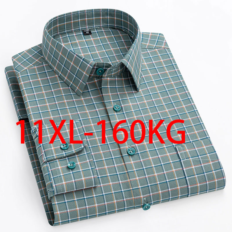 Oxford Cotton Casual Shirt Business - 新しい 11XL 10XL 特大メンズ長袖綿 100% オックスフォードシャツ無料アイロンお手入れ簡単ビジネスソーシャルカジュアル半袖