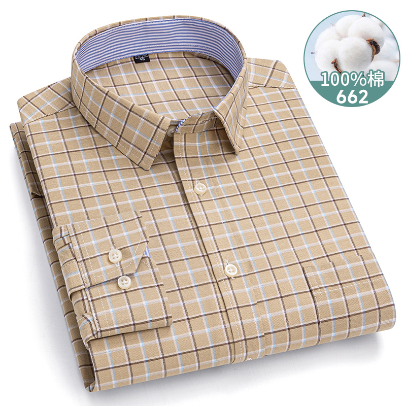 メンズ長袖オックスフォードシャツ,市松模様の若々しいシャツ, - Oxford Cotton Casual Shirt Business のレビューと価格