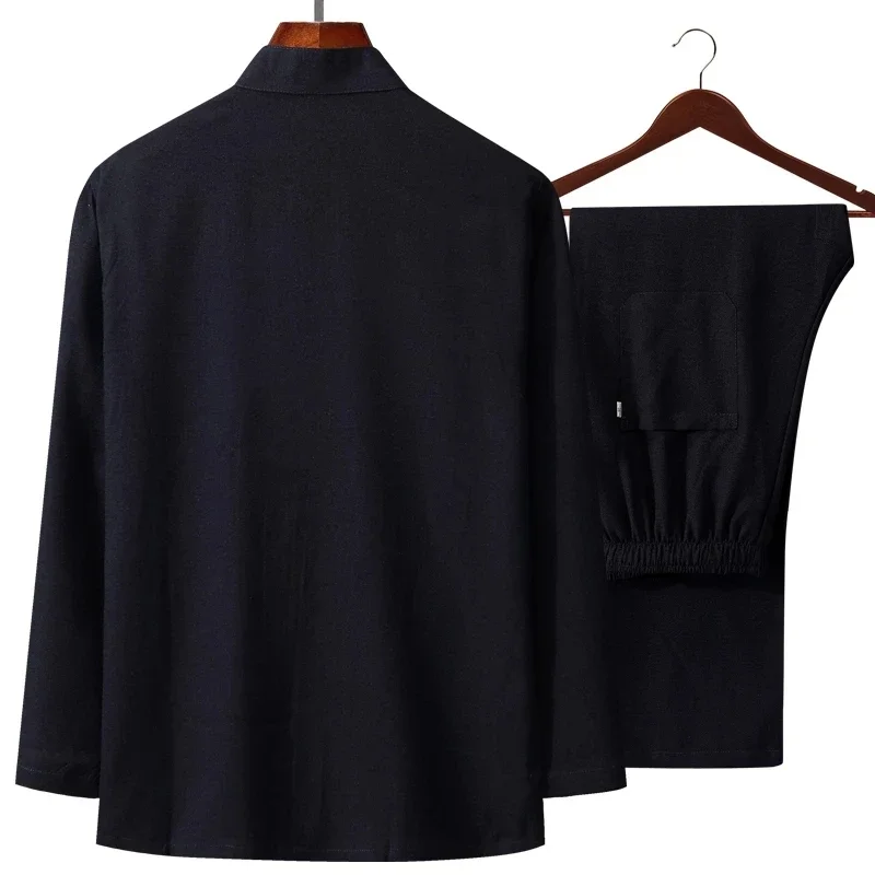 男性用中国綿リネン衣類,カンフー太極拳スーツ,長袖シャツとロ - Mens Linen Shirt Long Sleeve のレビューと価格