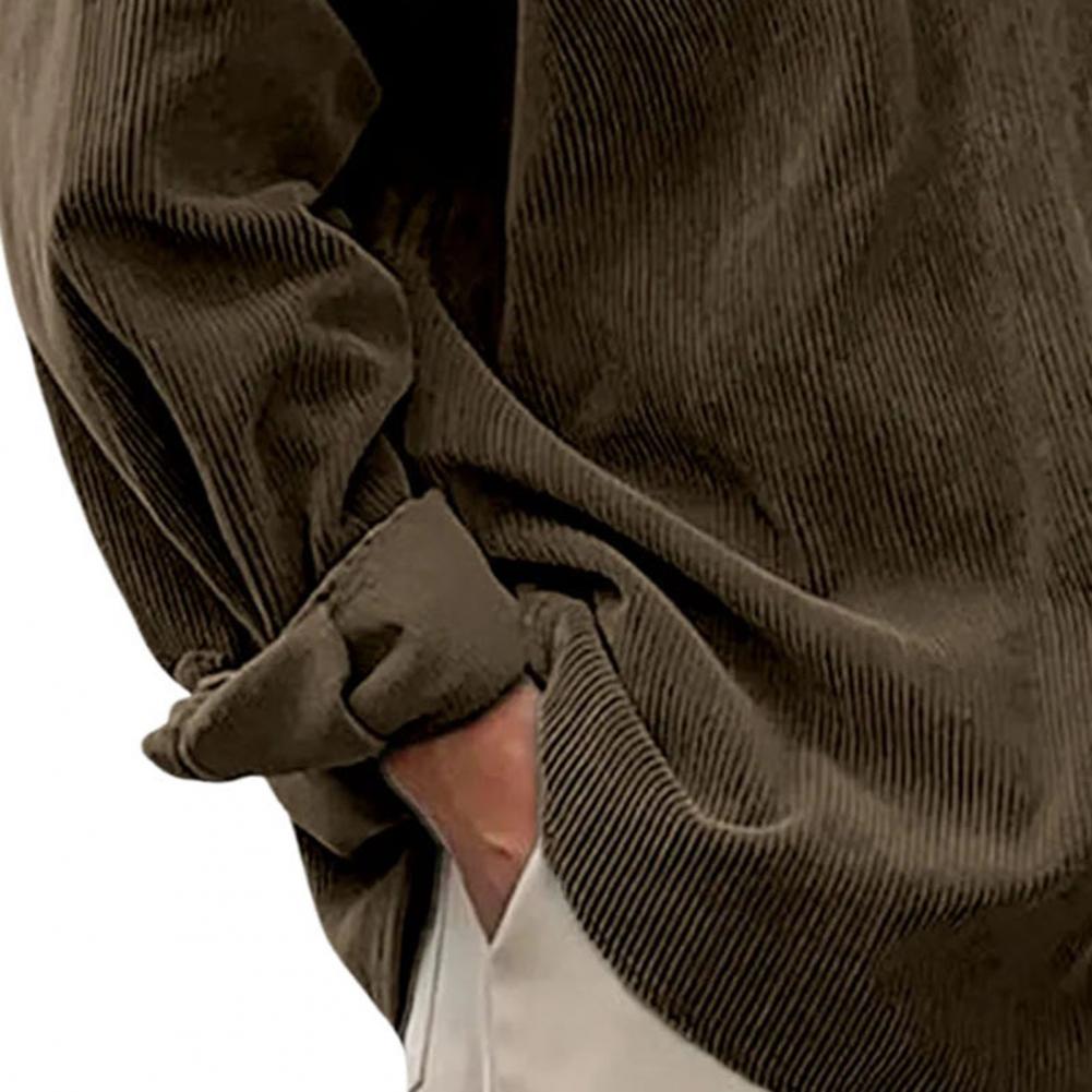 アウトドアカジュアルメンズ無地長袖シャツ、折り返し襟ボタンダ - Corduroy Button Up Shirt Men のレビューと価格