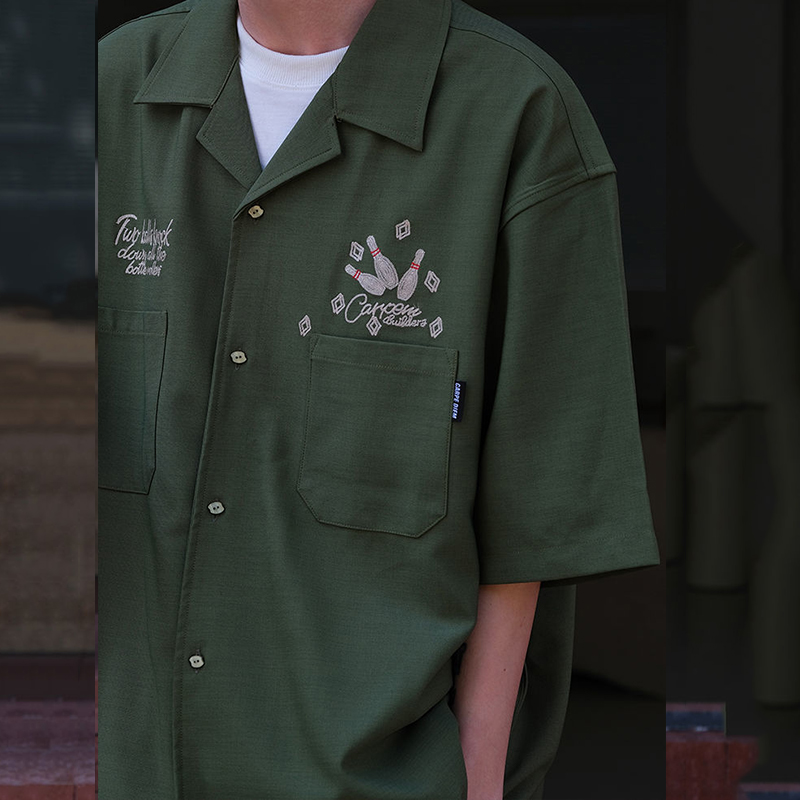 Bowling-女性と男性のための緑の半袖Tシャツ,レトロス - Short Sleeve Bowling Shirt Retro のレビューと価格
