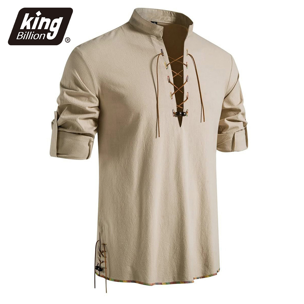 メンズ ヘンリーネック 中世風シャツ レトロ バイキング パ - Medieval Gothic Lace Up Pirate Shirt のレビューと価格