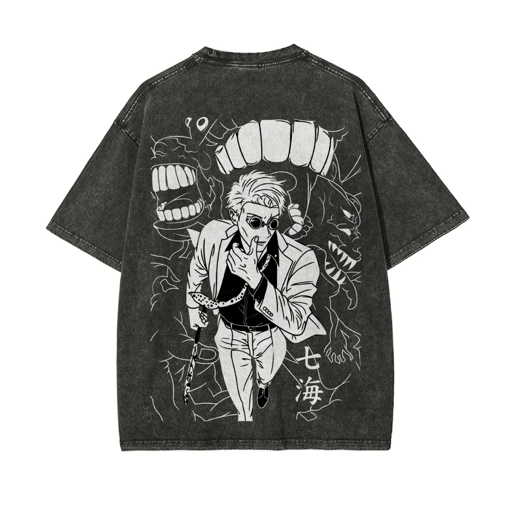 ナナミ・ケント Tシャツ 呪術廻戦 メンズ アシッドウォッシ - Acid Wash Vintage Graphic T Shirt のレビューと価格