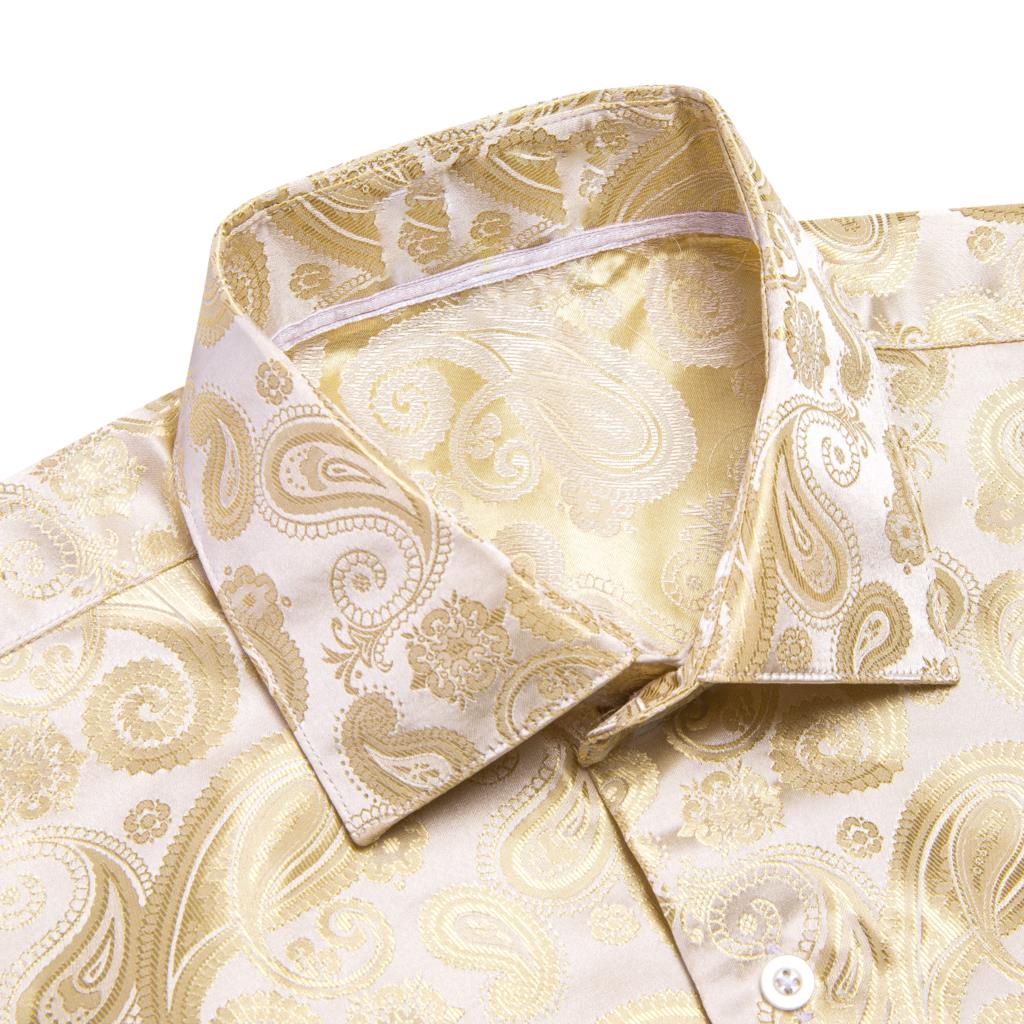 Hi-tie-女性と男性のための長袖Tシャツ,ゴールド,ベー - Mens Satin Silk Dress Shirt のレビューと価格
