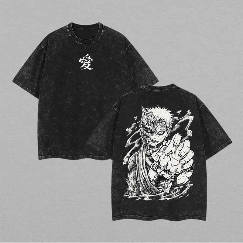 ナルト我愛羅 Tシャツ愛シュカクヴィンテージ酸洗いストリート - Acid Wash Vintage Graphic T Shirt のレビューと価格
