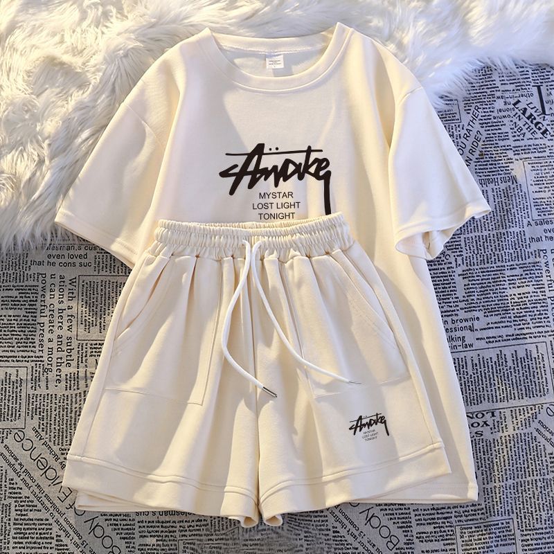 新しい女性用プラスサイズセット 大人用半袖とショートパンツの - Shorts のレビューと価格