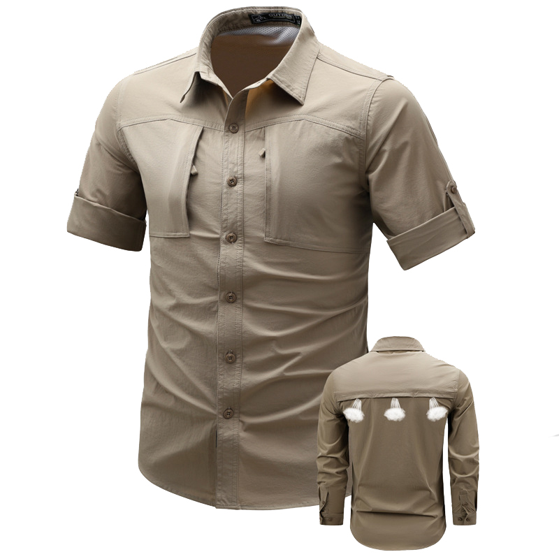 春秋メンズ長袖カーゴシャツ速乾性男性防水ワークシャツ男ルーズ - Tactical Military Shirt Cargo のレビューと価格