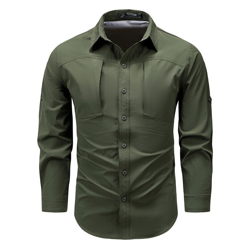 春秋メンズ長袖カーゴシャツ速乾性男性防水ワークシャツ男ルーズ - Tactical Military Shirt Cargo のレビューと価格
